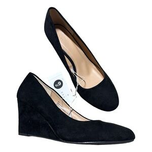 A New Day Women’s Black Faux Suede Wedges, Size 6.5